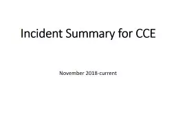 Incident Summary for CCE