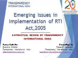 Emerging Issues in Implementation of RTI Act,2005