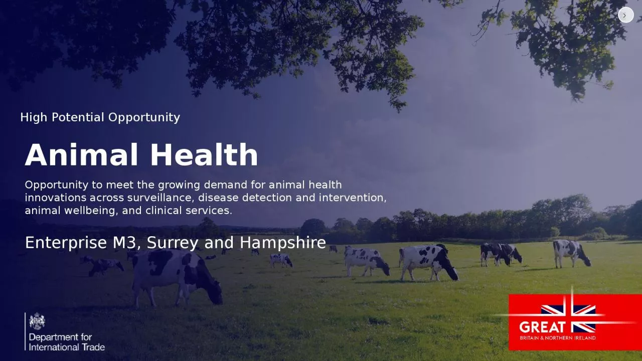 PPT-Opportunity to meet the growing demand for animal health innovations across surveillance,