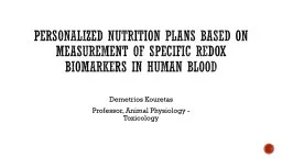 Personalized Nutrition Plans based on Measurement of Specific Redox Biomarkers in Human Blood