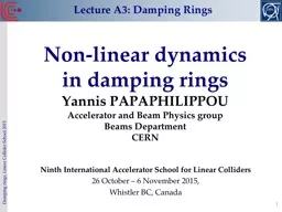 N on-linear dynamics  in damping rings