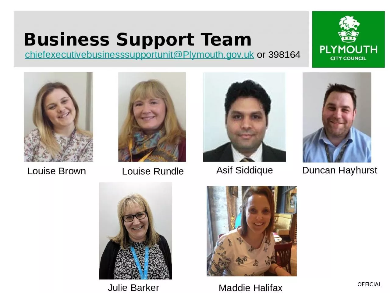 Business Support Team Louise Brown