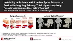 Instability in Patients with Lumbar Spine Disease or Fusion Undergoing Primary Total Hip Arthroplas