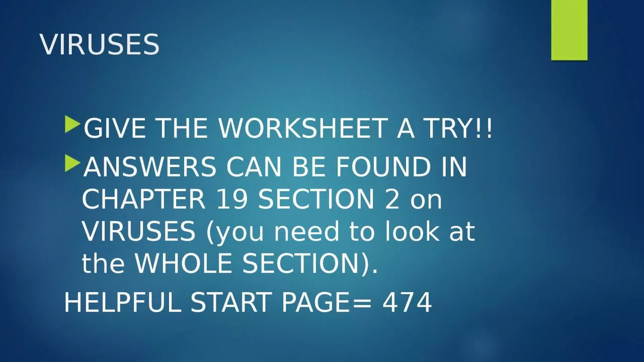 VIRUSES GIVE THE WORKSHEET A TRY!!