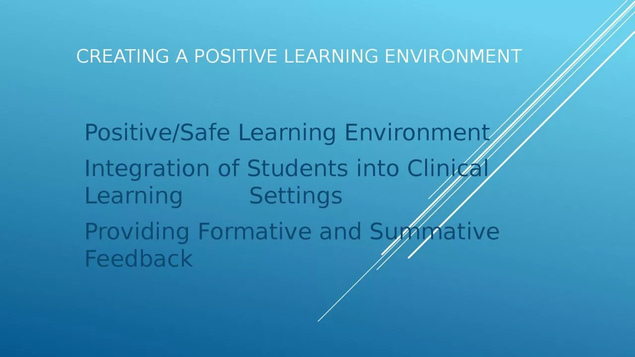Creating a positive Learning Environment