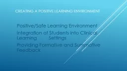 Creating a positive Learning Environment
