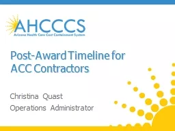 Post-Award Timeline for ACC Contractors
