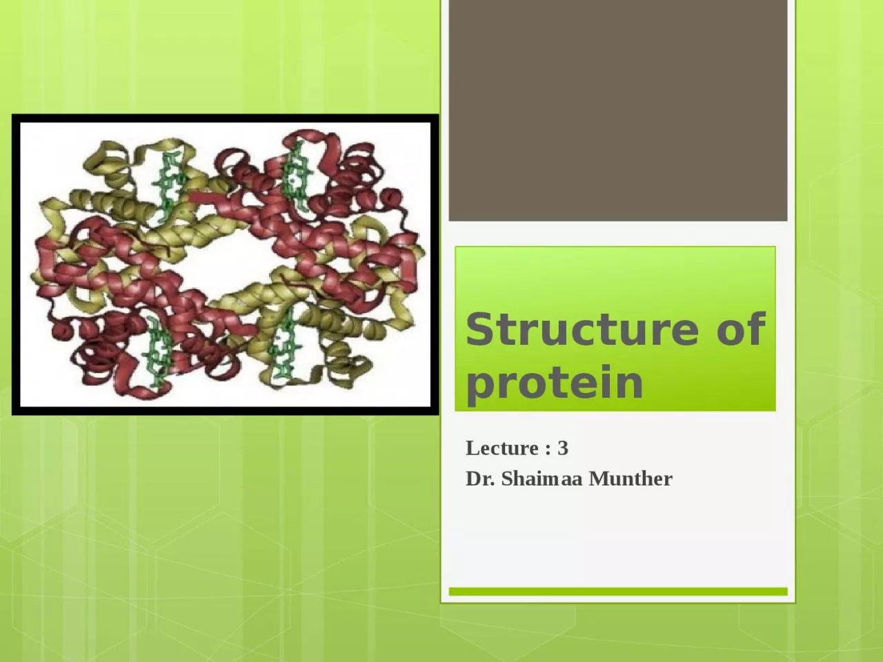 Structure of protein  Lecture : 3