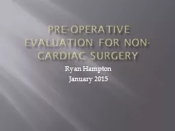 Pre-operative evaluation for non-cardiac surgery
