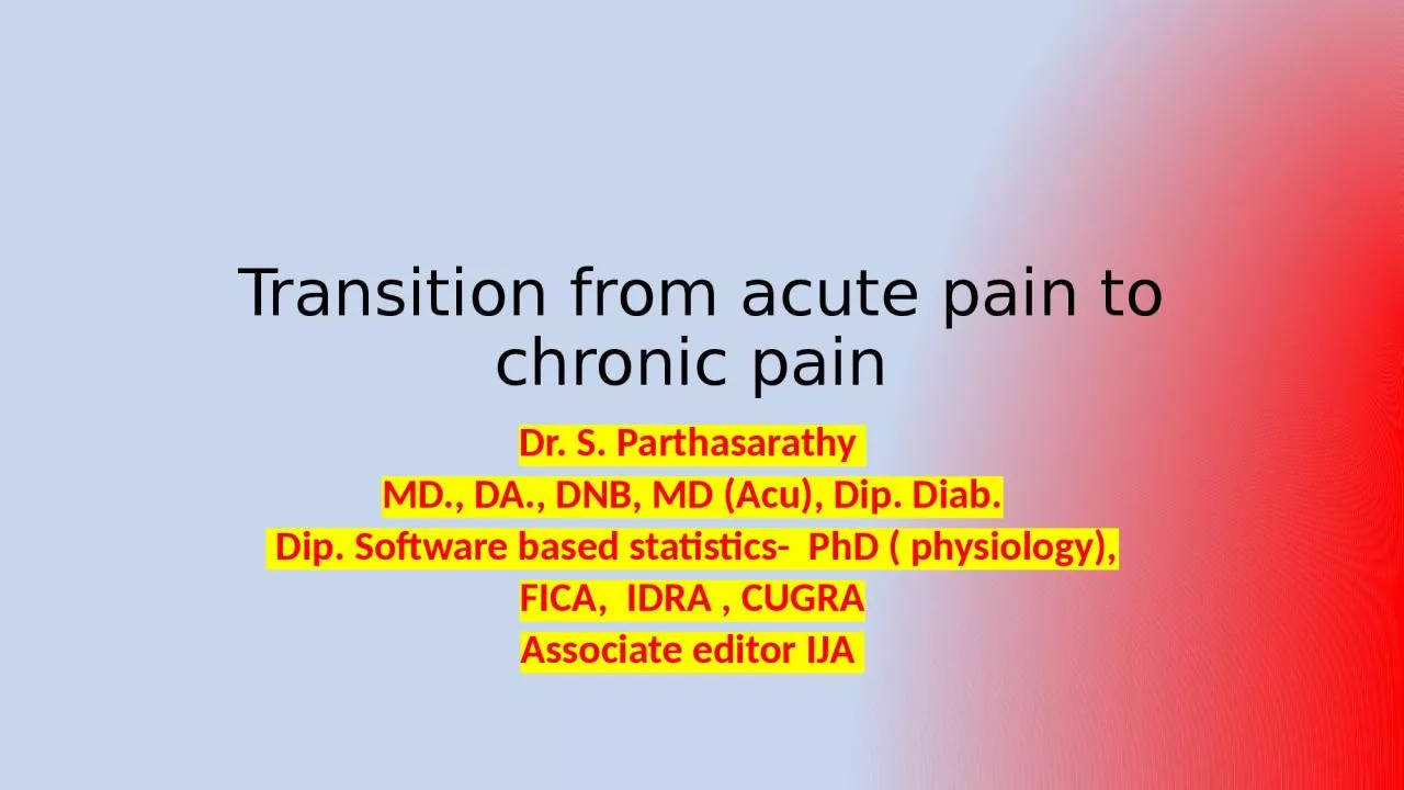 Transition from acute pain to chronic pain