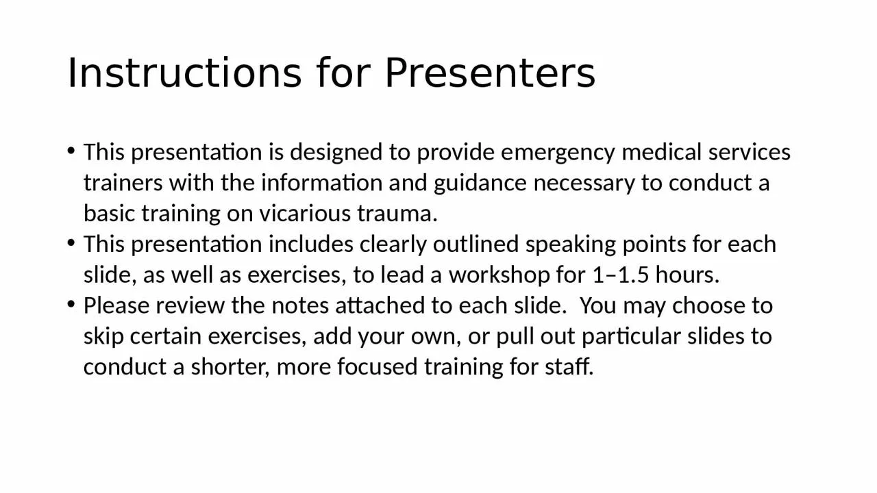 Instructions for Presenters