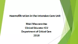 Haemofiltration  in the Intensive Care Unit