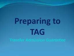 Preparing to TAG Transfer Admission Guarantee