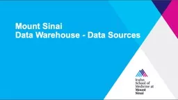 Mount Sinai Data Warehouse - Data Sources