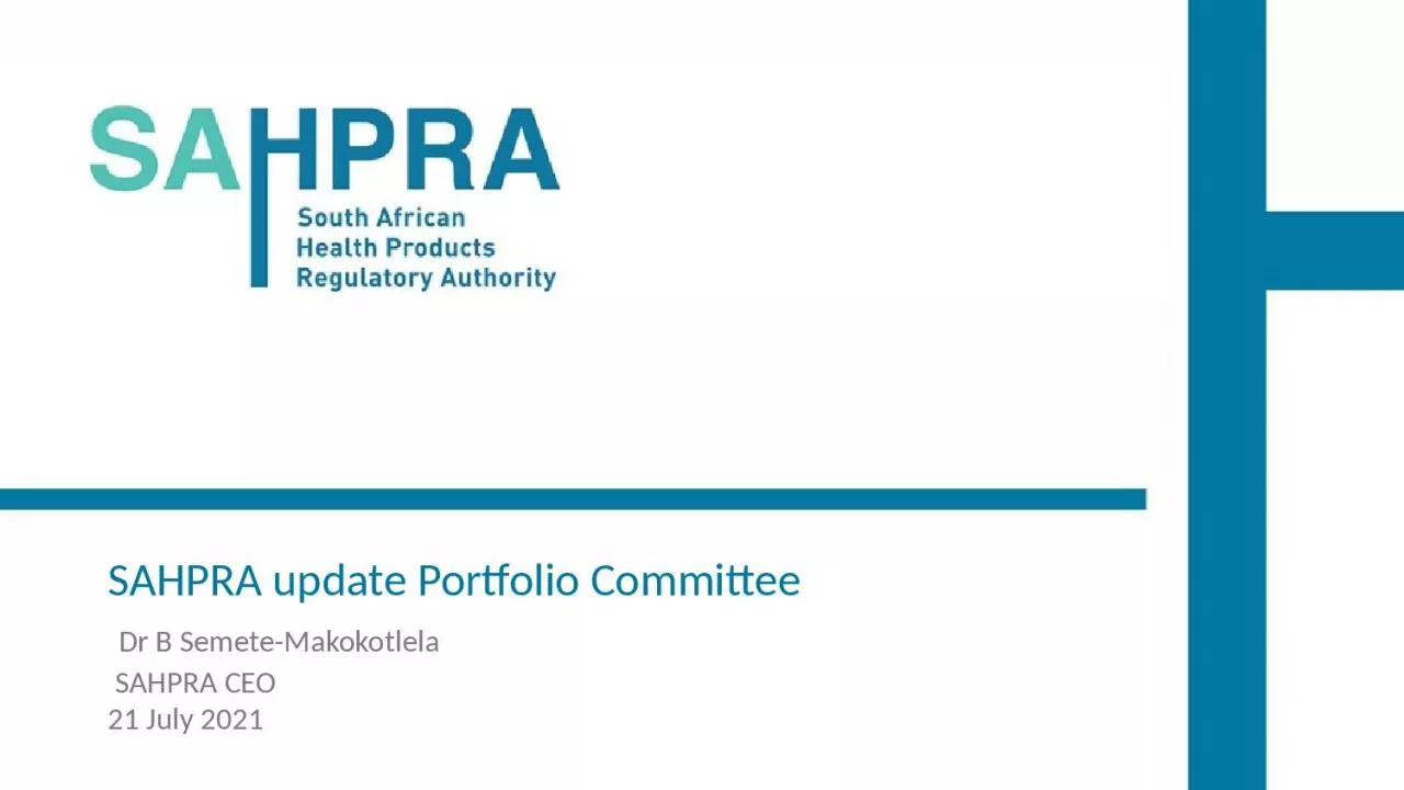 PPT-SAHPRA update Portfolio Committee