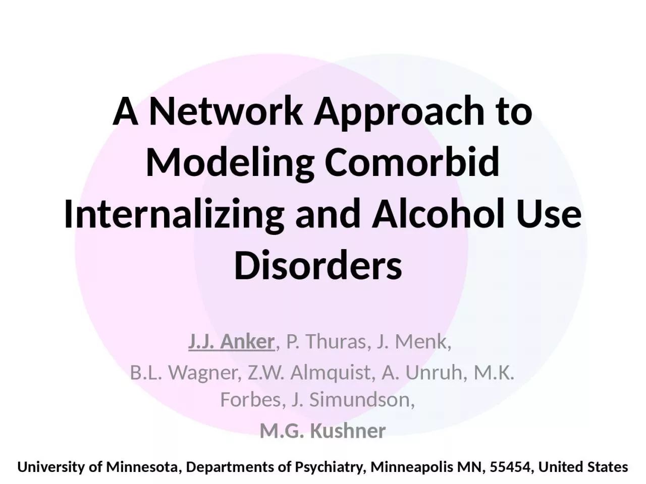 A Network Approach to Modeling Comorbid Internalizing and Alcohol Use Disorders