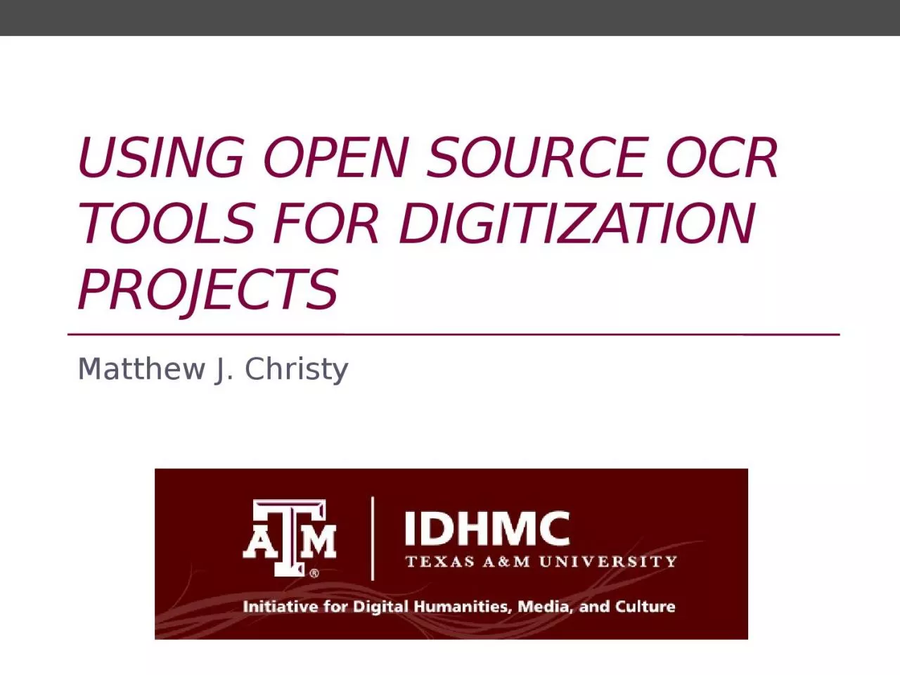Using Open Source OCR Tools for Digitization