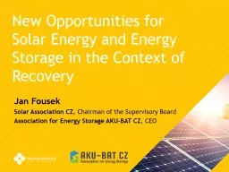 New Opportunities for Solar Energy and Energy Storage in the Context of Recovery