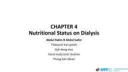 CHAPTER 4 Nutritional Status on Dialysis