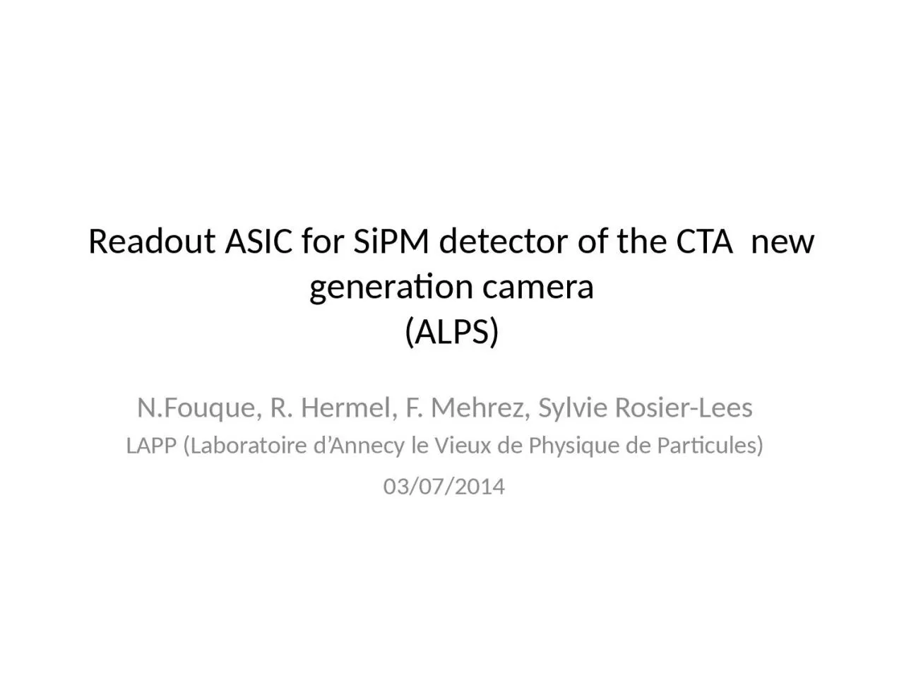 Readout ASIC for  SiPM  detector of the CTA  new generation camera