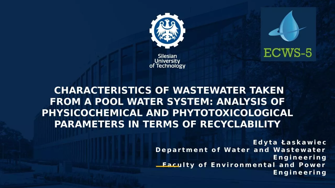 Characteristics of wastewater taken from a pool water system: analysis of physicochemical
