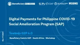 Nov 17 2021 Beneficiary Centric G2P - South Africa - Workshop