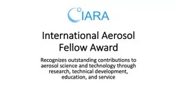International Aerosol Fellow Award