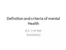 Definition and criteria of mental Health