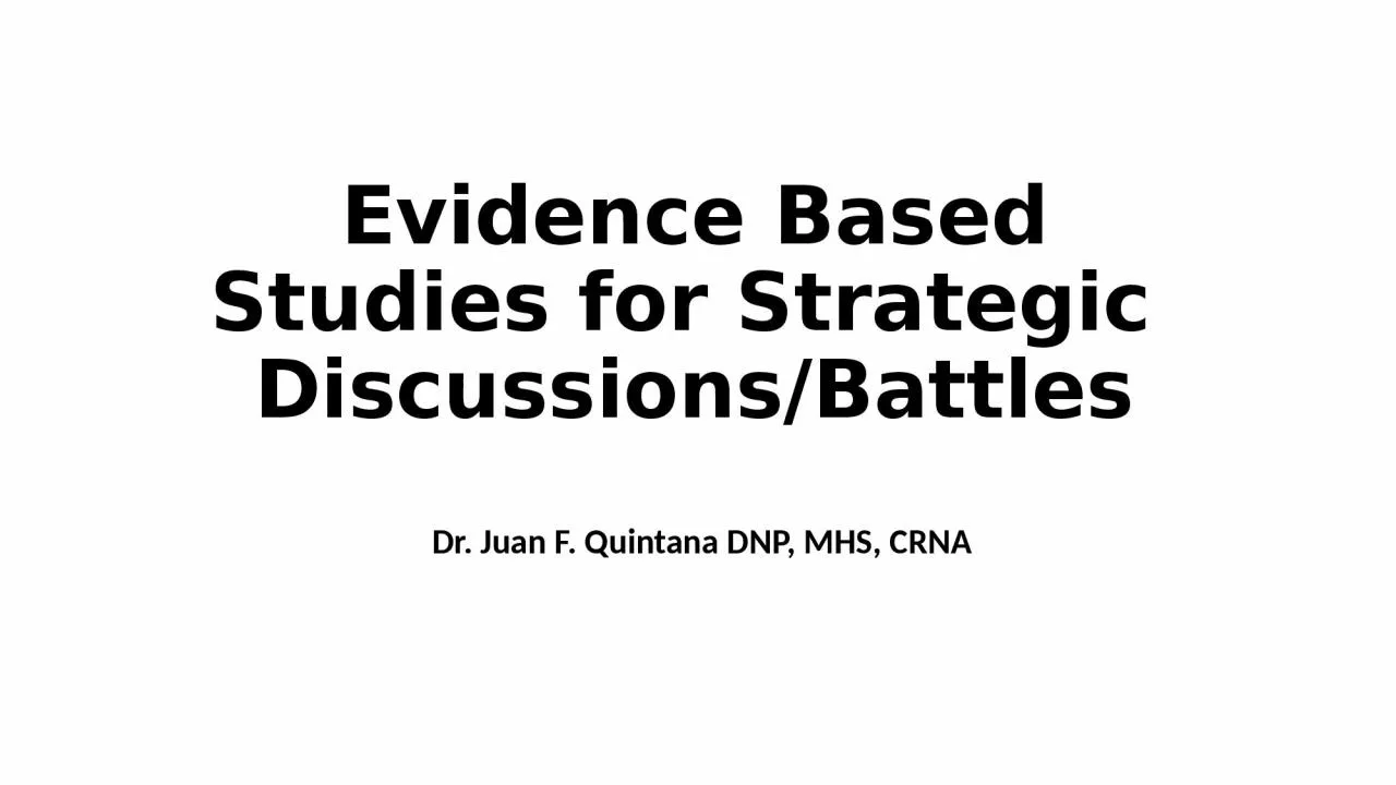 Evidence Based Studies for Strategic