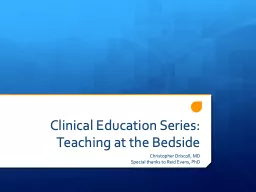 Clinical Education Series: Teaching at the Bedside