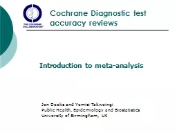 Cochrane  Diagnostic test accuracy r