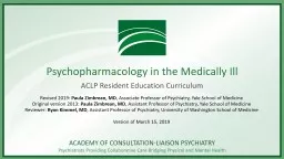 Psychopharmacology in the Medically Ill