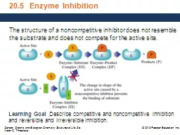 20.5  Enzyme Inhibition The structure of a noncompetitive inhibitor does not resemble the substrate
