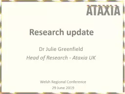 Dr Julie Greenfield Head of Research - Ataxia