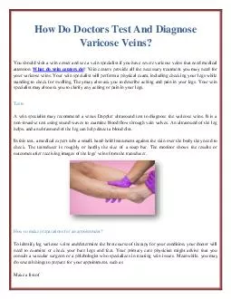 How Do Doctors Test And Diagnose Varicose Veins?