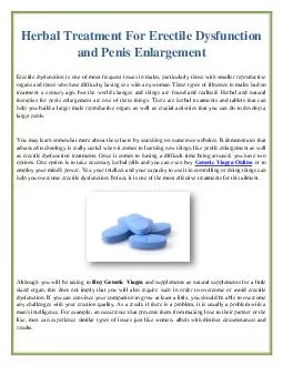 Herbal Treatment For Erectile Dysfunction and Penis Enlargement