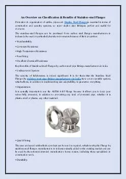 An Overview on Classification & Benefits of Stainless-steel Flanges