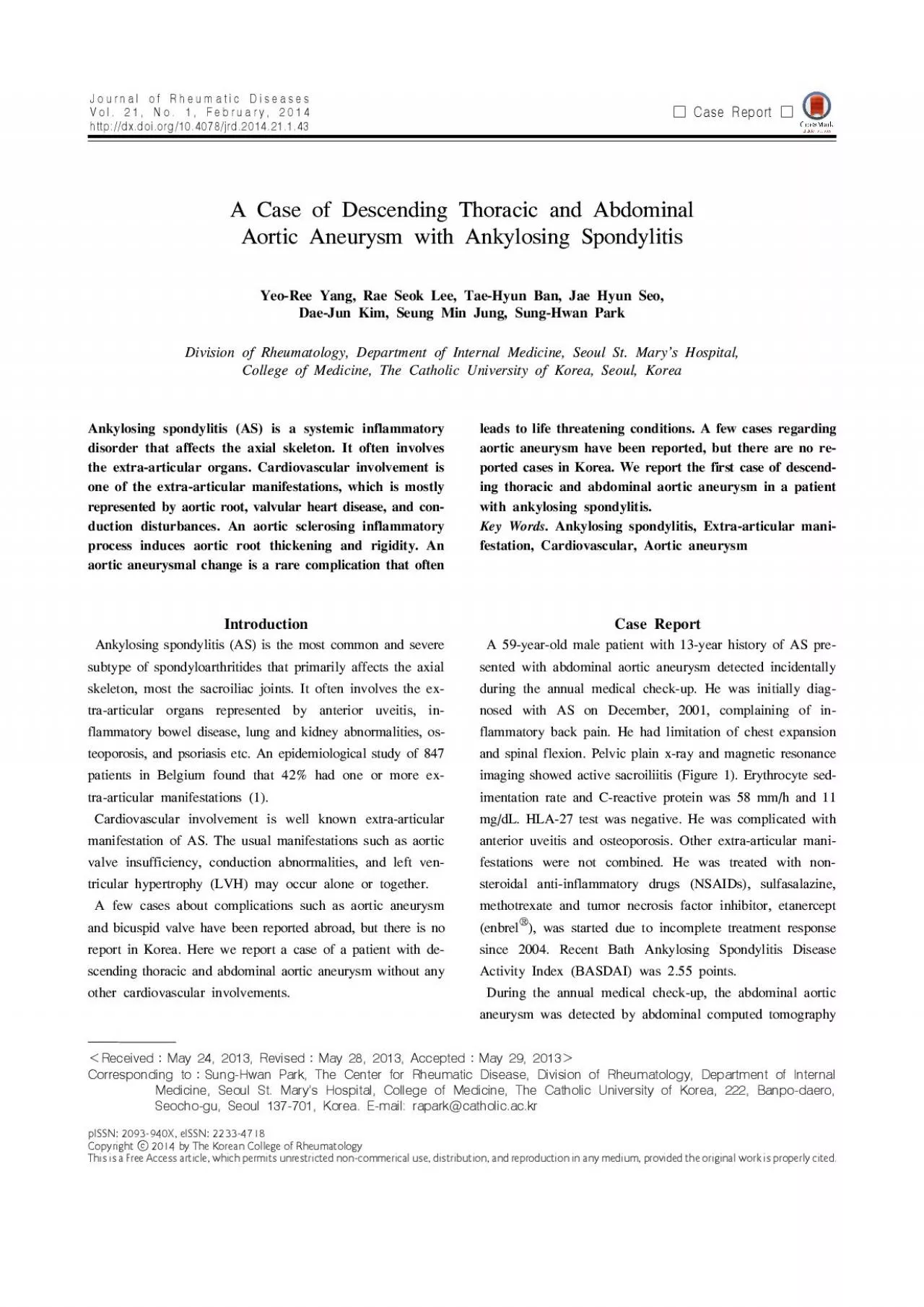 PDF-Journal of Rheumatic DiseasesVol 21 No 1 February 2014httpdxd