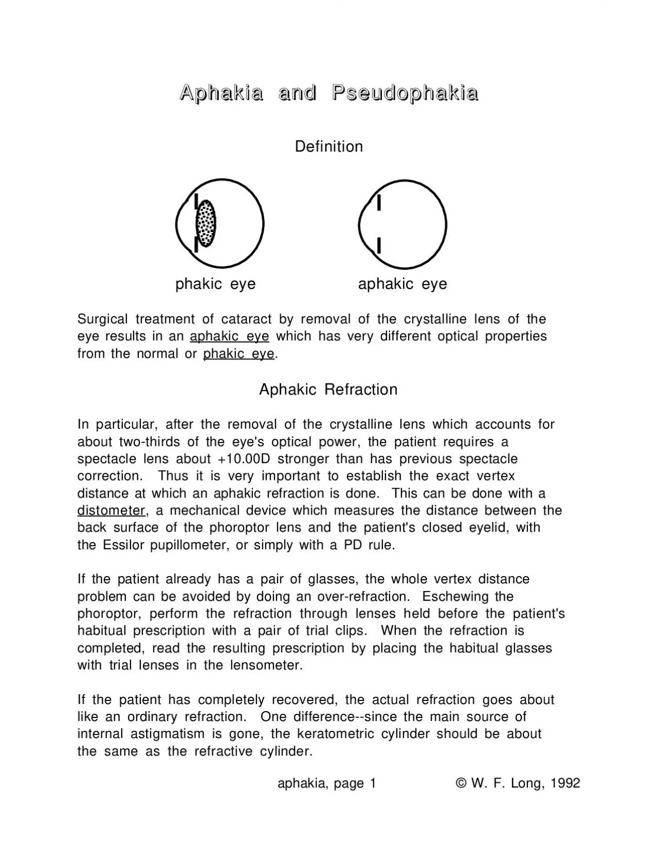 PDF-aphakia page 1 W F Long 1992