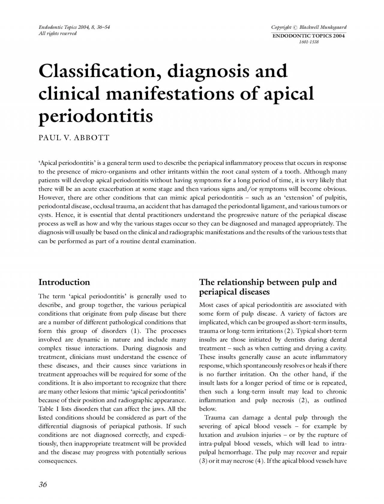 PDF-ClassicationdiagnosisandclinicalmanifestationsofapicalPAULVABBOTTA