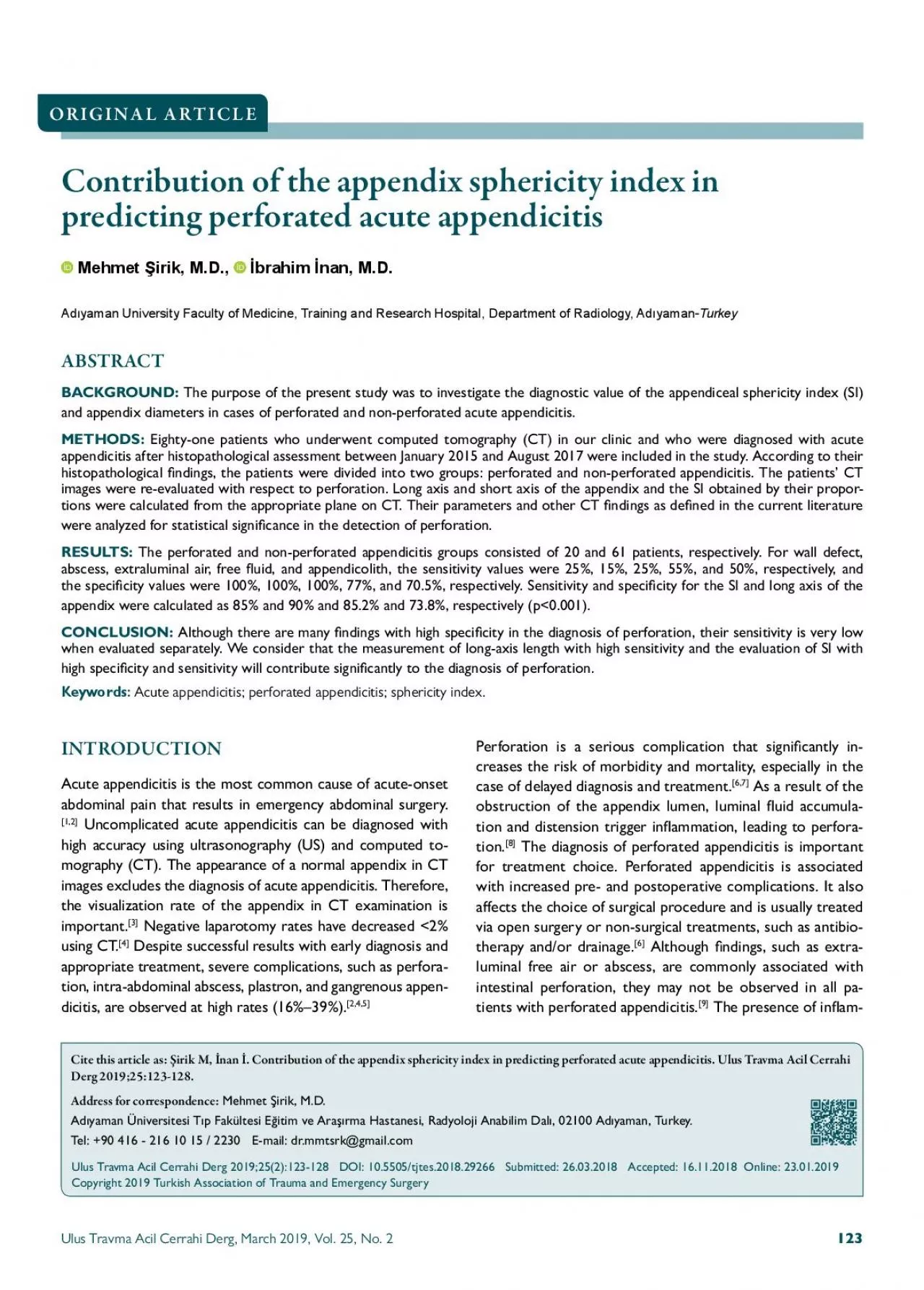 PDF-Contribution of the appendix sphericity index in predicting perforated