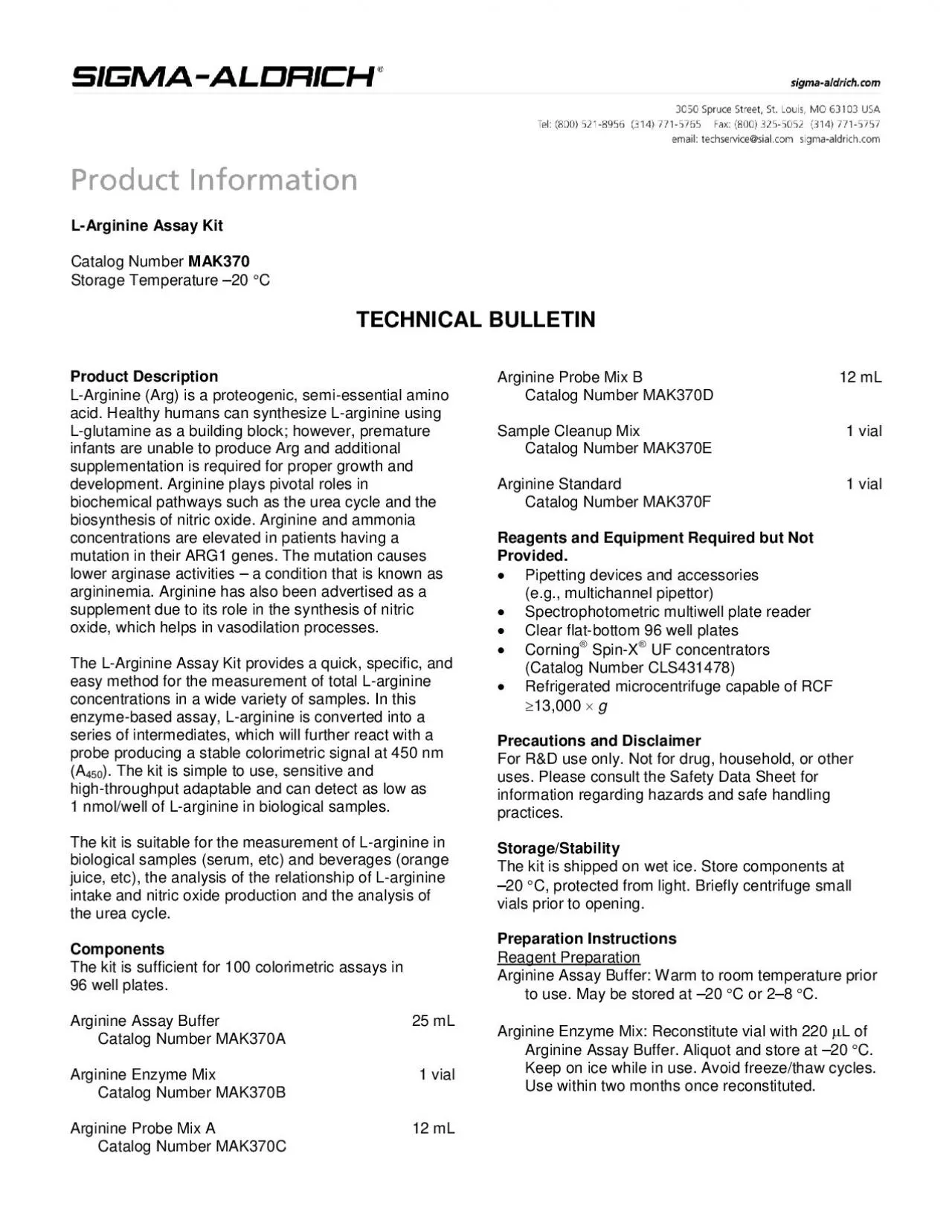 PDF-Arginine Assay Kit