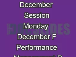 ACCA Qualification December  Session Monday  December F Performance Management P