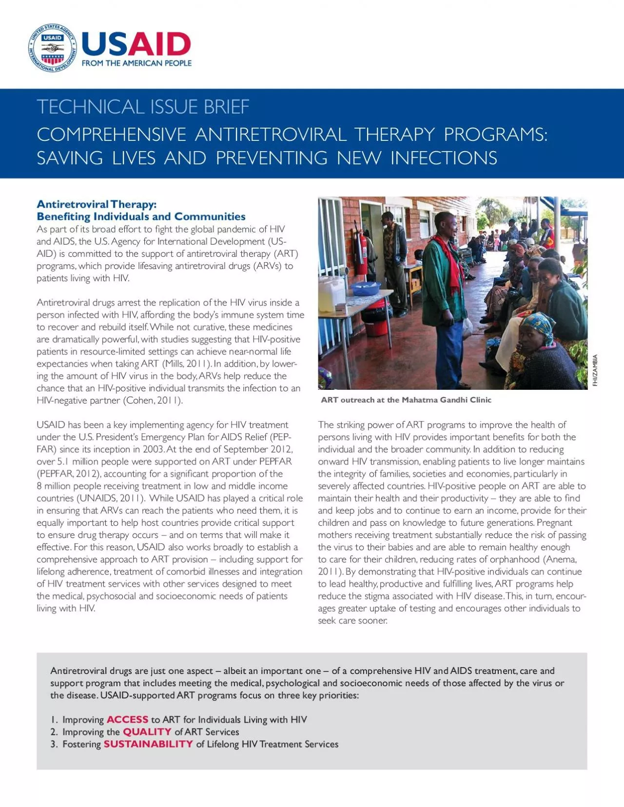 PDF-TECHNICAL ISSUE BRIEF COMPREHENSIVE ANTIRETROVIRAL THERAPY PROGRAMS