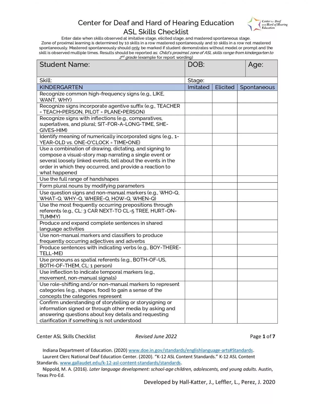 PDF-Center for Deaf and Hard of Hearing EducationASL Skills ChecklistEnter