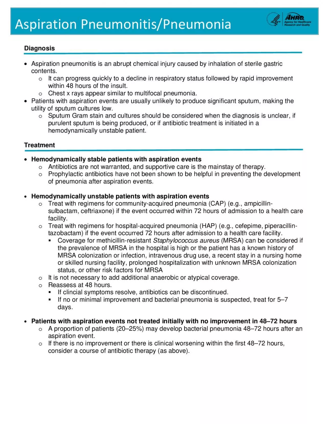 PDF-DiagnosisAspiration pneumonitis is an abrupt chemical injury caused by