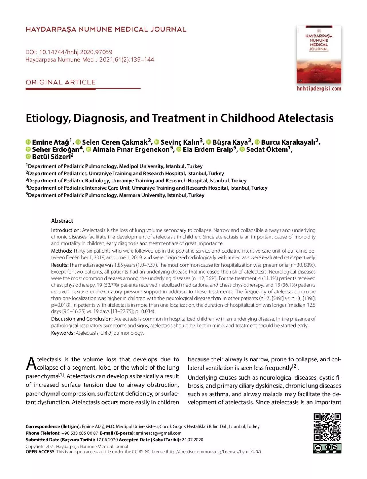 PDF-Etiology Diagnosis and Treatment in Childhood Atelectasis