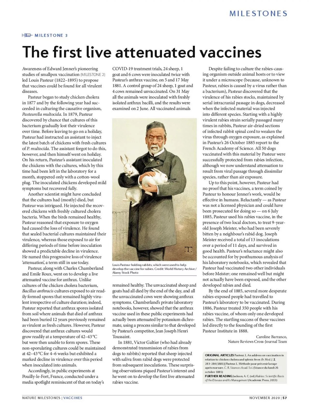 Awareness of Edward Jenner146s pioneering studies of smallpox vacci