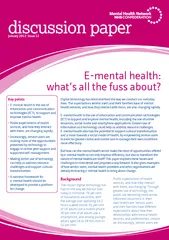 discussion paper 12 E-mental health:  what’s all the fuss about?