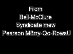 From Bell-McClure Syndioate mew Pearson M8rry-Qo-RowsU
